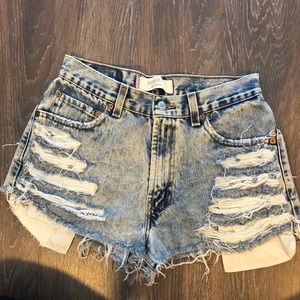 Levi’s Destructed/Frayed Denim Shorts
